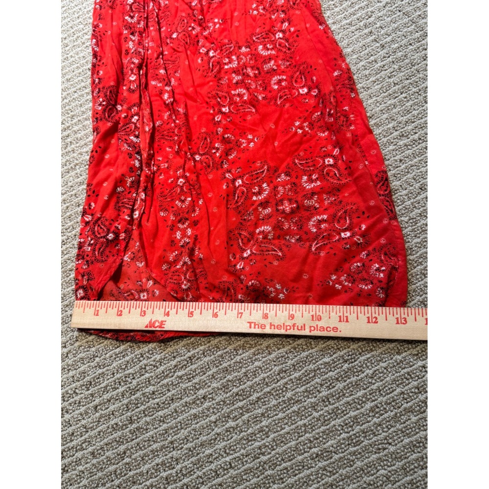 Rebellion One Red Paisley Wide Leg Jumpsuit XL Boho Festival Smocked Romper - Picture 12 of 12
